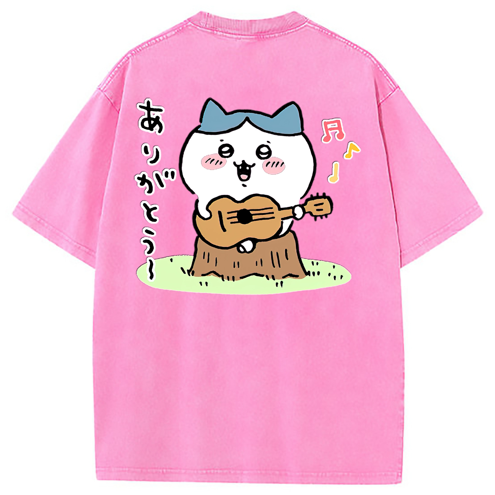 （画像用） ちいかわ ハチワレ Chii-kawa hachiware 綿100% ヴィンテージ風 半袖Tシャツ（背面プリント）